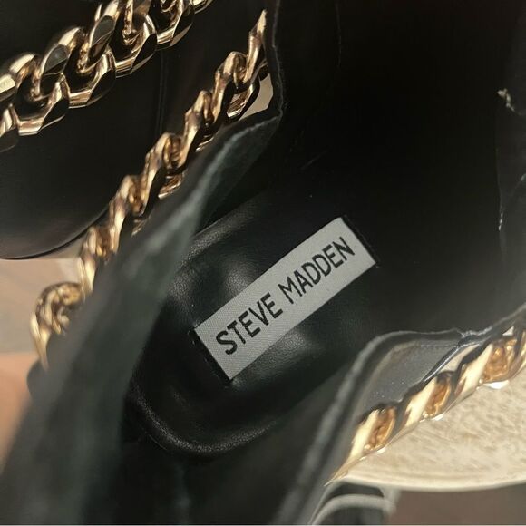 Steve Madden Tranquil Ankle Boots with Gold Chain Accent‎ Size 10 NWOB - Picture 7 of 9